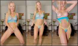 Vicky Stark Nude Blue Yellow Bikini Try On Video