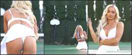 Lindsey Pelas bouncing tits in tennis dress